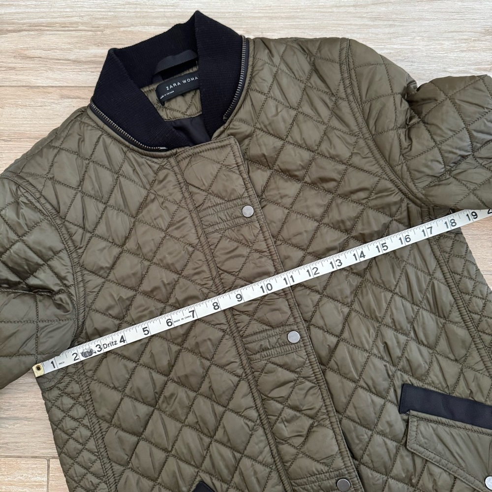 Zara Woman Quilted Olive Puffer Jacket - Picture 12 of 15